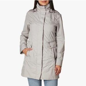 Cole Haan Signature Rain Jacket Coat Removable Hood Womens Size XL Light Gray.